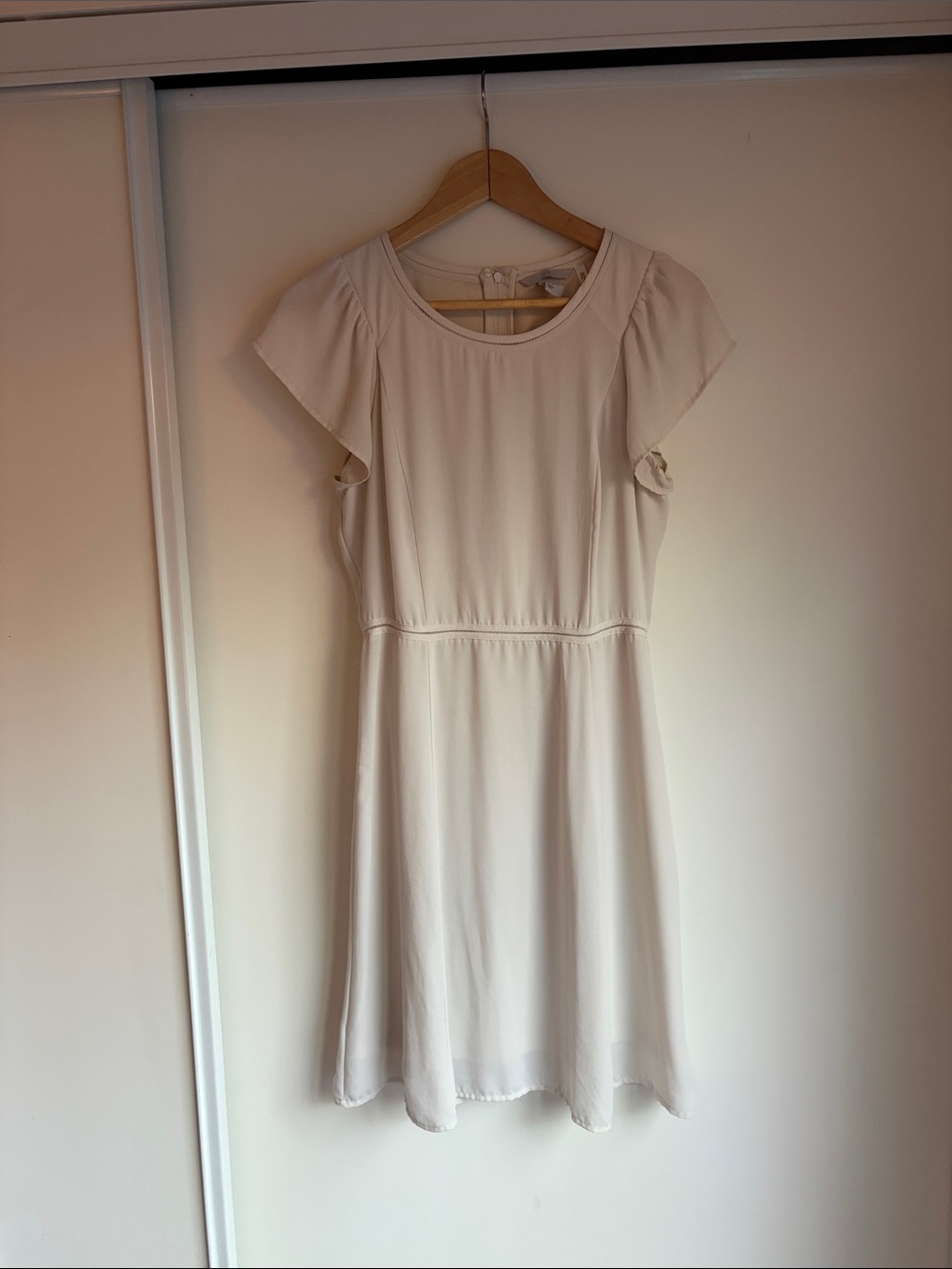 H&M Cream Short Flutter-Sleeve Mini Dress